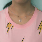 TrustDavis 925 Sterling Silver Moon&Stars CZ Pendant Necklace