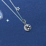 TrustDavis 925 Sterling Silver Moon&Stars CZ Pendant Necklace