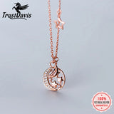 TrustDavis 925 Sterling Silver Moon&Stars CZ Pendant Necklace