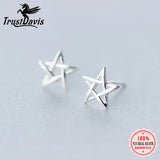 TrustDavis 925 Silver Tiny Hollow Star Stud Earrings