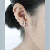 TrustDavis 925 Silver Tiny Hollow Star Stud Earrings