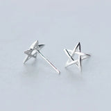 TrustDavis 925 Silver Tiny Hollow Star Stud Earrings