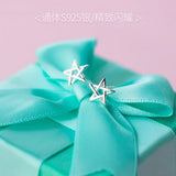 TrustDavis 925 Silver Tiny Hollow Star Stud Earrings