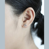 TrustDavis 925 Silver Tiny Hollow Star Stud Earrings