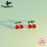 TrustDavis 925 Sterling Silver Cherry Stud Earrings DS168
