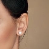 TrustDavis 925 Sterling Silver Pearl Stud Earrings for Daughter Girls - DS3510