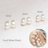 TrustDavis 925 Sterling Silver Pearl Stud Earrings for Daughter Girls - DS3510