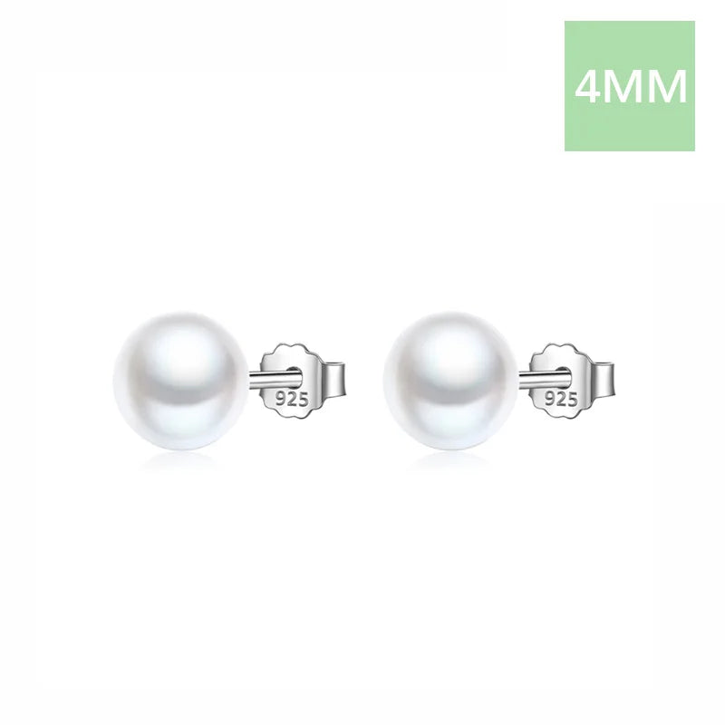 TrustDavis 925 Sterling Silver Pearl Stud Earrings for Daughter Girls - DS3510