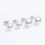 TrustDavis 925 Sterling Silver Pearl Stud Earrings for Daughter Girls - DS3510