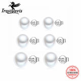 TrustDavis 925 Sterling Silver Pearl Stud Earrings for Daughter Girls - DS3510