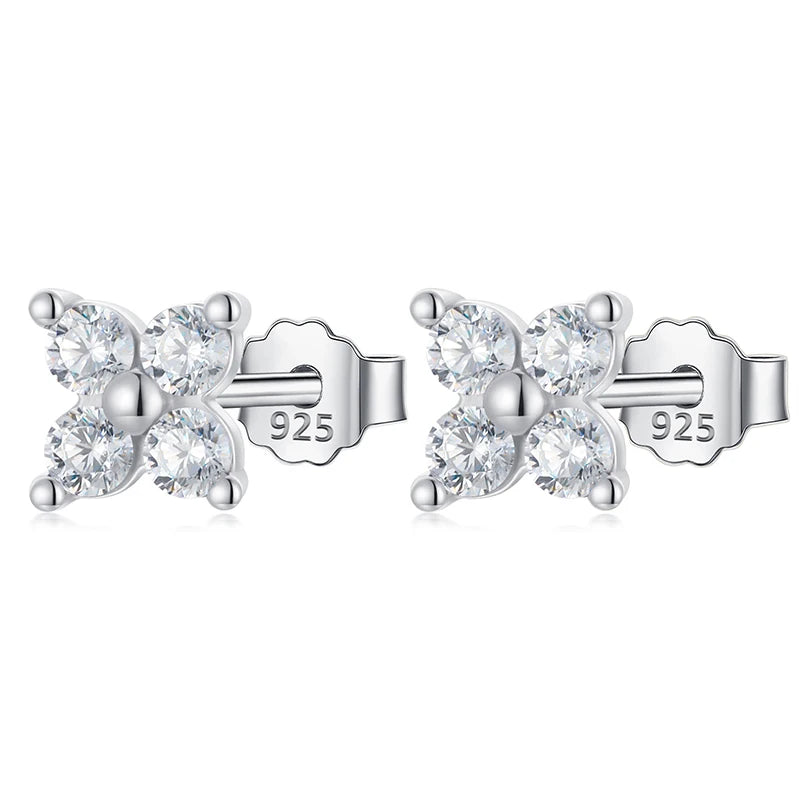 TrustDavis 925 Silver Mini Colour Flower CZ Stud Earrings Wedding Jewelry