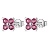 TrustDavis 925 Silver Mini Colour Flower CZ Stud Earrings Wedding Jewelry