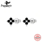 TrustDavis 925 Silver Mini Colour Flower CZ Stud Earrings Wedding Jewelry