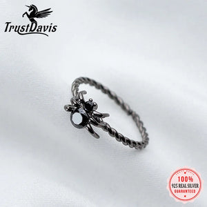 925 Real Sterling Silver Spider Ring Sizable 5 6 7 Girls Kids Xmas Gift DS505