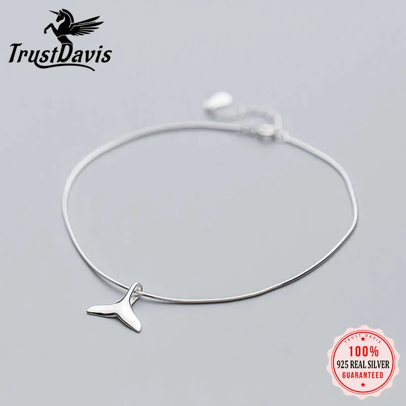 925 Sterling Silver Mermaid Tail Anklet for Women