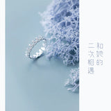 925 Silver High Crown CZ Opening Ring 5 6 7 Women Girl Wife Birthday Present