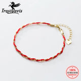 925 Silver Beads Chain Red Rope Bracelet Wedding Gift