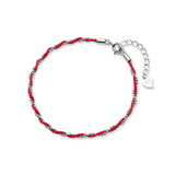 925 Silver Beads Chain Red Rope Bracelet Wedding Gift