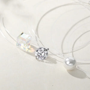 925 Sterling Silver CZ Stone/Pearl Pendant Necklace For Girls
