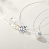 925 Sterling Silver CZ Stone/Pearl Pendant Necklace For Girls