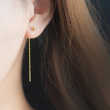 925 Sterling Silver Stud Earring Bead Linked 3cm 4cm 5cm Women Jewelry DS894