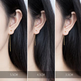 925 Sterling Silver Stud Earring Bead Linked 3cm 4cm 5cm Women Jewelry DS894