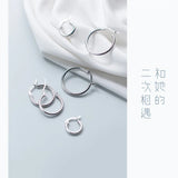 925 Sterling Silver Unique Shaped Huggie Hoop Earring For Women DS1064