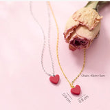 925 Silver Chain Necklace Red Pine Stone Heart Pendant