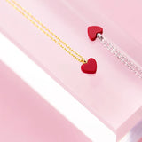 925 Silver Chain Necklace Red Pine Stone Heart Pendant