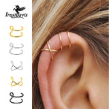 925 Sterling Silver Twist Ear Cuff Clip On Earrings