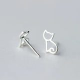 925 Silver Tiny Cat Stud Earrings Gift for School Girls DS011