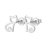 925 Silver Tiny Cat Stud Earrings Gift for School Girls DS011