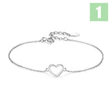 925 Sterling Silver Heart Bracelet Women's Jewelry Gift