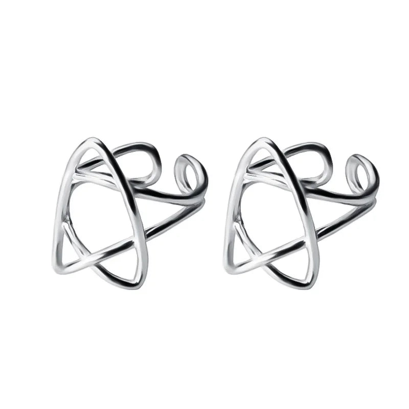 925 Sterling Silver Star Ear Cuff Clip Earrings for Women - DS489