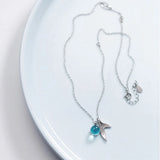925 Sterling Silver Mermaid Tail Necklace with Crystal Clavicle Chain