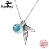 925 Sterling Silver Mermaid Tail Necklace with Crystal Clavicle Chain