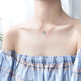 925 Sterling Silver Mermaid Tail Necklace with Crystal Clavicle Chain