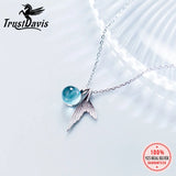 925 Sterling Silver Mermaid Tail Necklace with Crystal Clavicle Chain