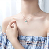 925 Sterling Silver Mermaid Tail Necklace with Crystal Clavicle Chain