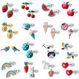 925 Silver Tiny Asymmetric Candy Letter Stud Earrings for Girls