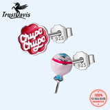 925 Silver Tiny Asymmetric Candy Letter Stud Earrings for Girls