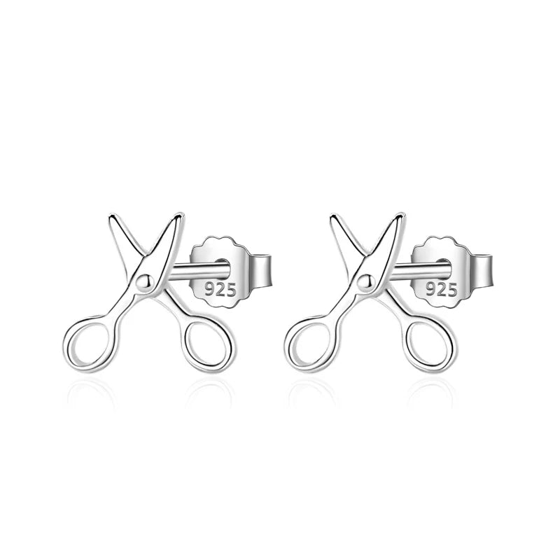 925 Silver Tiny Scissor Stud Earrings for Girls
