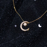 925 Silver Moon&Star Pendant Necklace Love Gift For Women