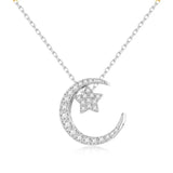 925 Silver Moon&Star Pendant Necklace Love Gift For Women