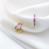 925 Silver Zircon Clip Earrings Geometric Women Jewelry
