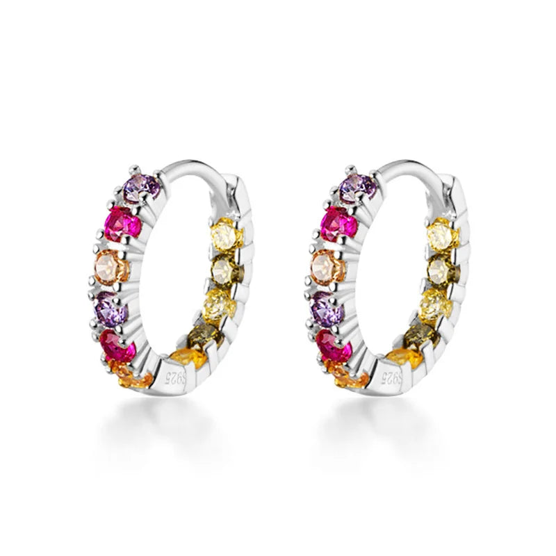 925 Silver Zircon Clip Earrings Geometric Women Jewelry