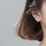 925 Silver Zircon Clip Earrings Geometric Women Jewelry