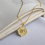 Trusta Coin Necklace 925 Silver Pendant Charm Solid Women Head Emboss Necklace