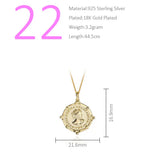 Trusta Coin Necklace 925 Silver Pendant Charm Solid Women Head Emboss Necklace