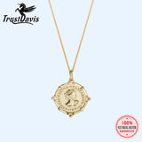 Trusta Coin Necklace 925 Silver Pendant Charm Solid Women Head Emboss Necklace